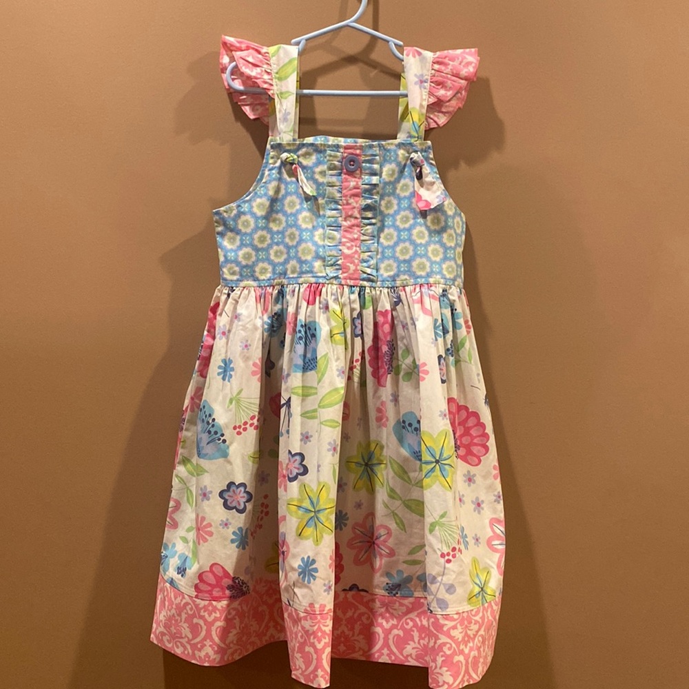 Eleanor Rose dress with flutter sleeves.  Girls size 7-8
